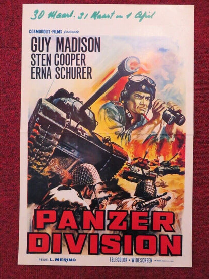 PANZER DIVISION / THE BATTLE OF THE LAST PANZER BELGIUM (21"x14") POSTER '69