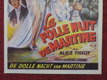 LA FOLLE NUIT DE MARTINE / A NIGHT AT A HONEYMOON BELGIUM (20.5"x14") POSTER '50