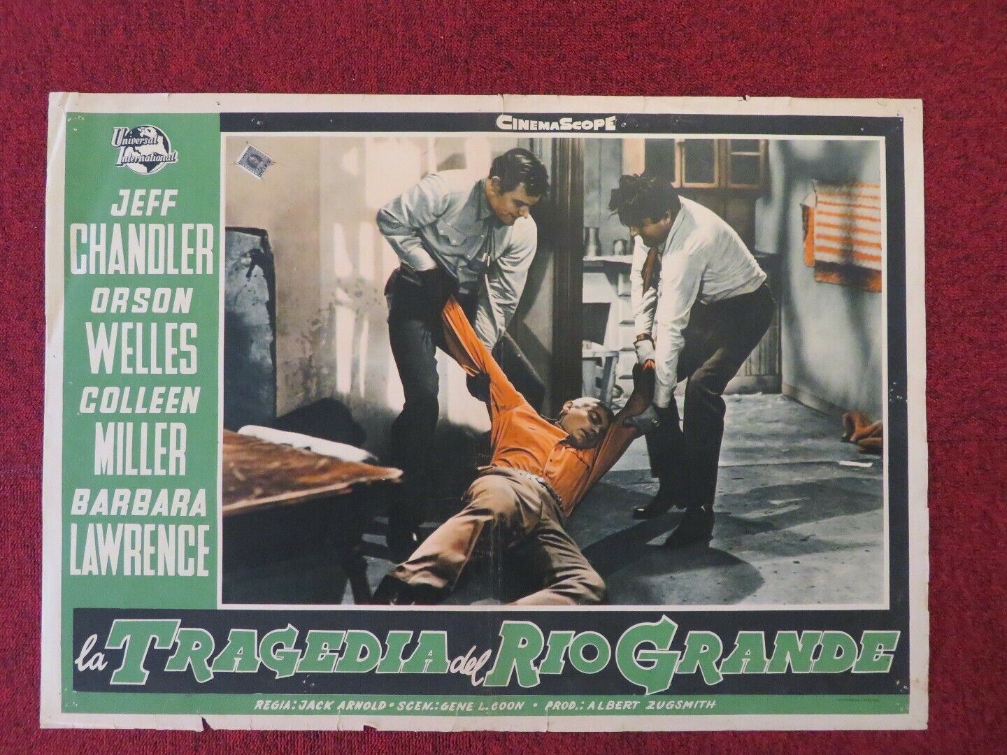 LA TRAGEDIA DEL RIO GRANDE / MAN IN THE SHADOW - A ITALIAN FOTOBUSTA POSTER 1957