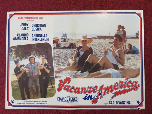 VACANZE IN AMERICA ITALIAN FOTOBUSTA POSTER  JERRY CALA CHRISTIAN DE SICA 1984