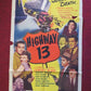 HIGHWAY 13  FOLDED US ONE SHEET POSTER ROBERT LOWERY PAMELA BLAKE 1948