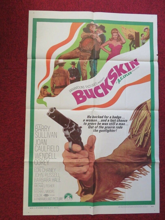 BUCKSKIN FOLDED US ONE SHEET POSTER BARRY SULLIVAN JOAN CAULFIELD 1968