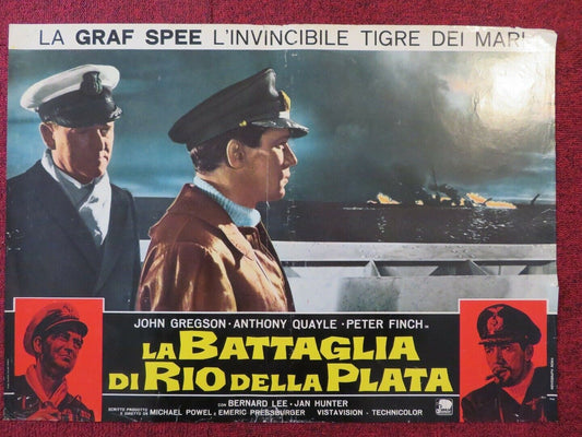 LA BATTAGLIA DI RIO DELLA PLATA - A ITALIAN FOTOBUSTA POSTER JOHN GREGSON 1956