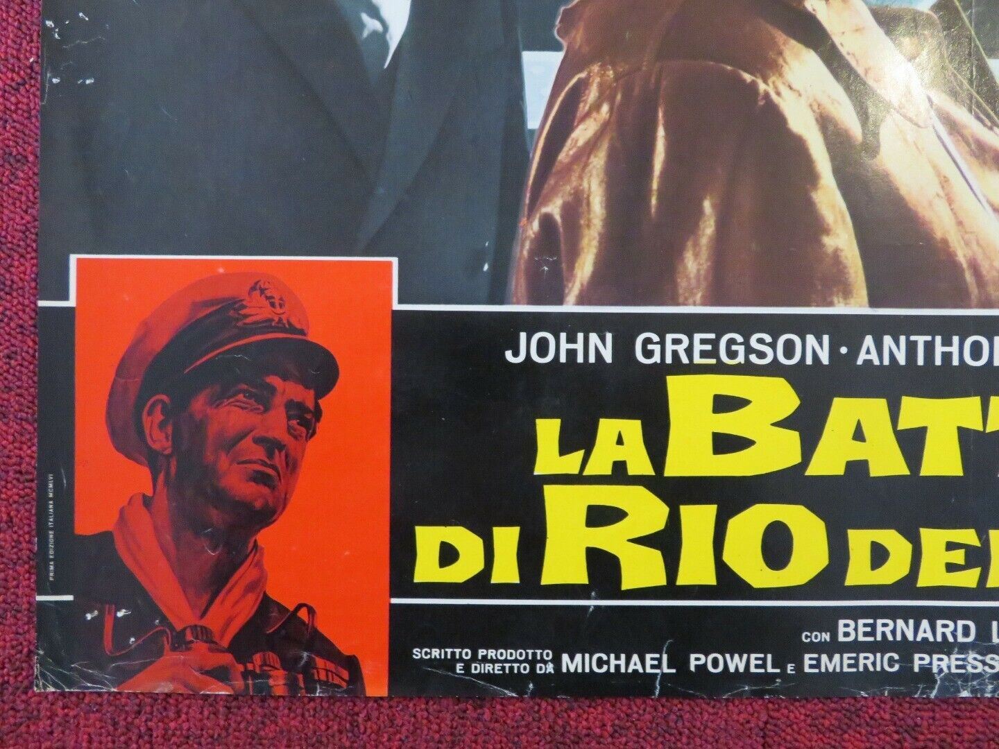 LA BATTAGLIA DI RIO DELLA PLATA - A ITALIAN FOTOBUSTA POSTER JOHN GREGSON 1956