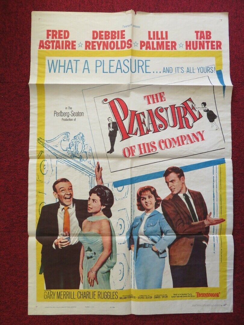 THE PLEASURE OF HIS COMPANY FOLDED US ONE SHEET POSTER FRED ASTAIRE 1961