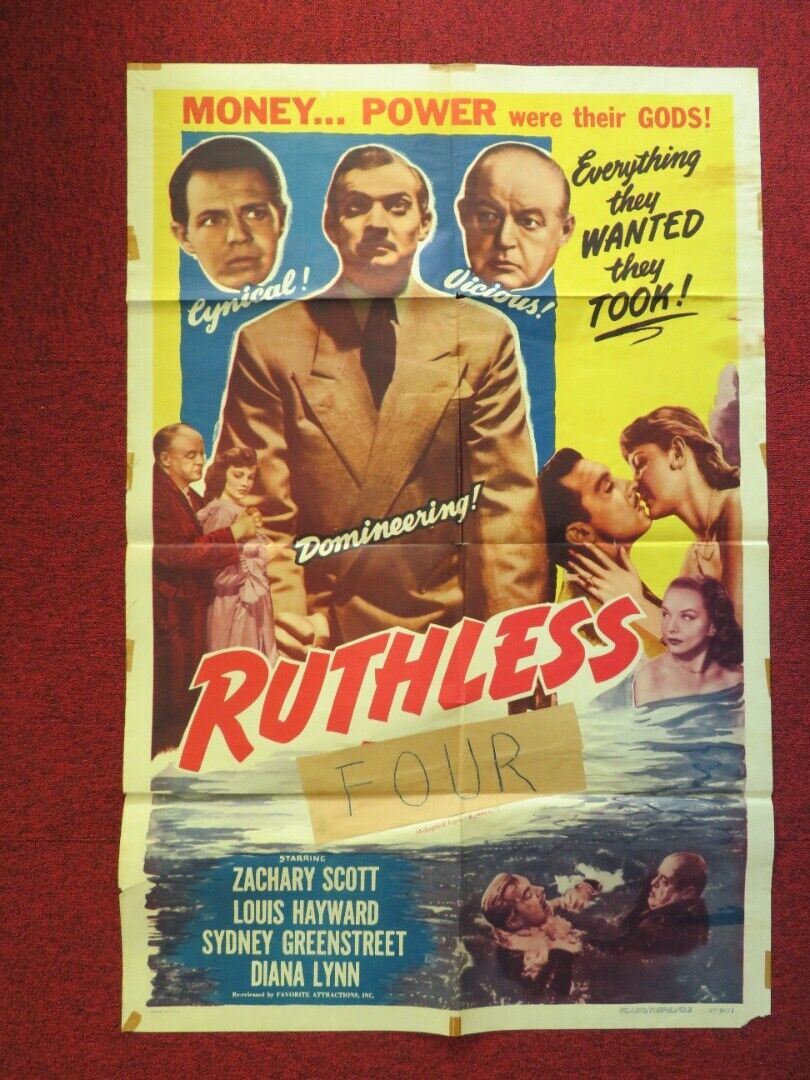 THE RUTHLESS FOUR FOLDED US ONE SHEET POSTER VAN HEFLIN GILBERT ROLAND 1968