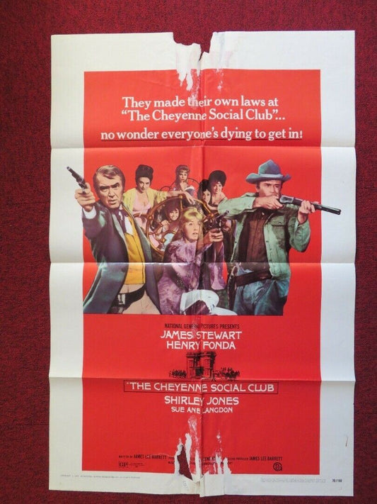 THE CHEYENNE SOCIAL CLUB FOLDED US ONE SHEET POSTER JAMES STEWART 1970