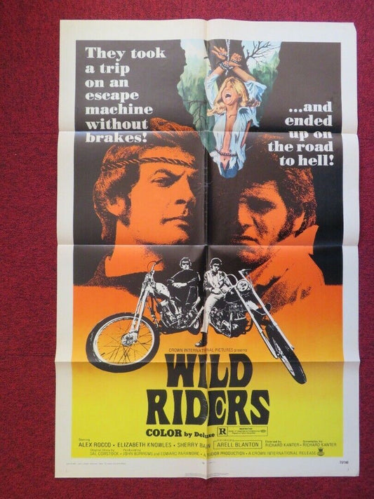 WILD RIDERS FOLDED US ONE SHEET POSTER ALEX ROCCO ELIZABETH KNOWLES 1971