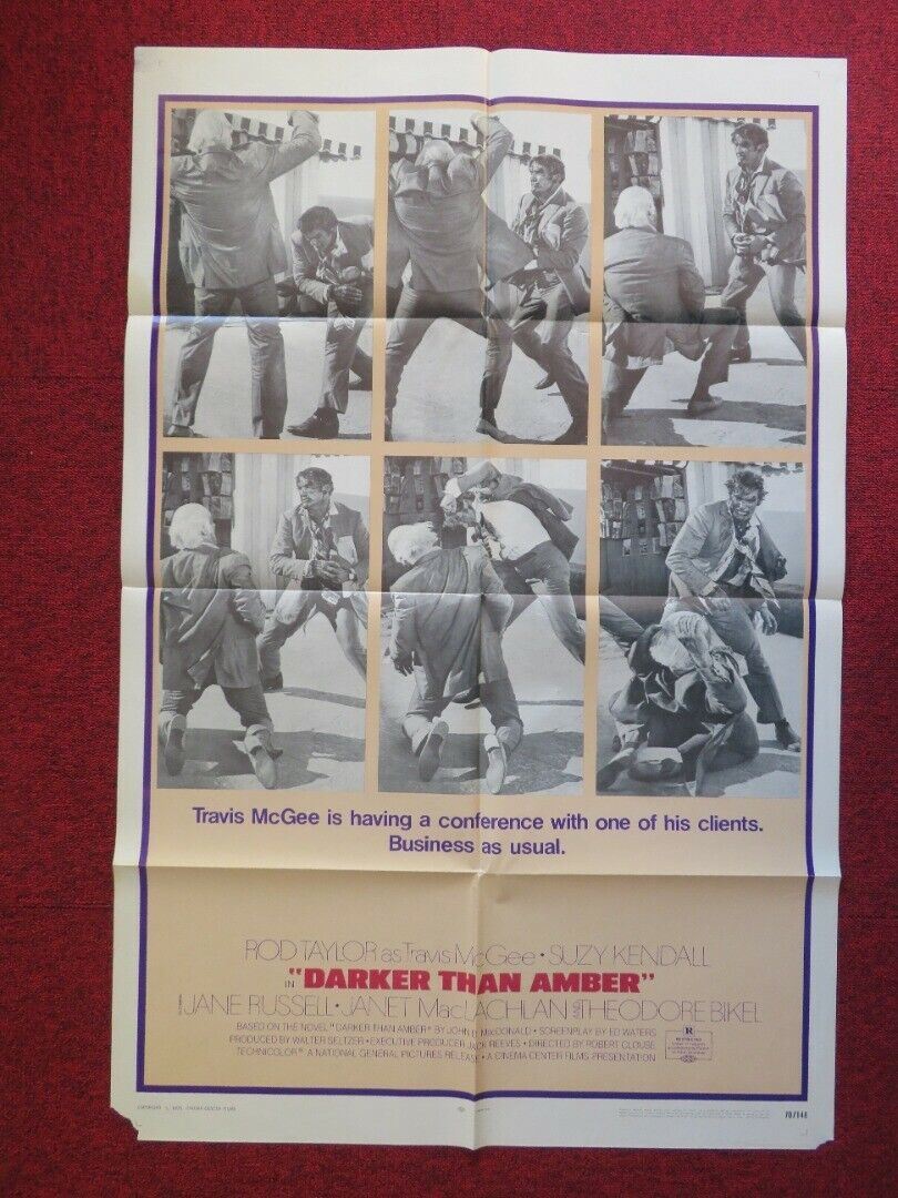 DARKER THAN AMBER FOLDED US ONE SHEET POSTER ROD TAYLOR THEODORE BIKEL 1970