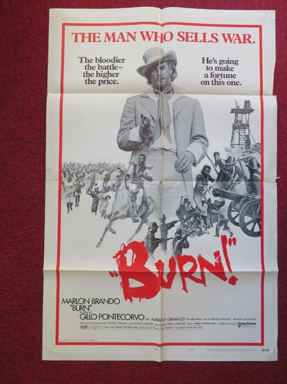 BURN - STYLE A FOLDED US ONE SHEET POSTER MARLON BRANDO EVARISTO MARQUEZ 1969