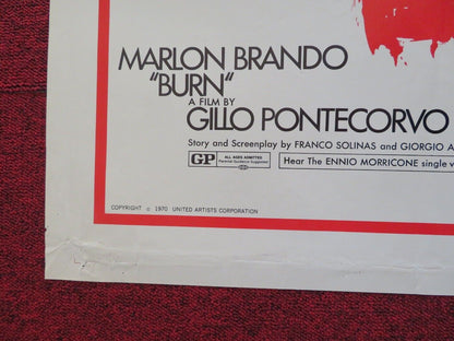 BURN - STYLE A FOLDED US ONE SHEET POSTER MARLON BRANDO EVARISTO MARQUEZ 1969