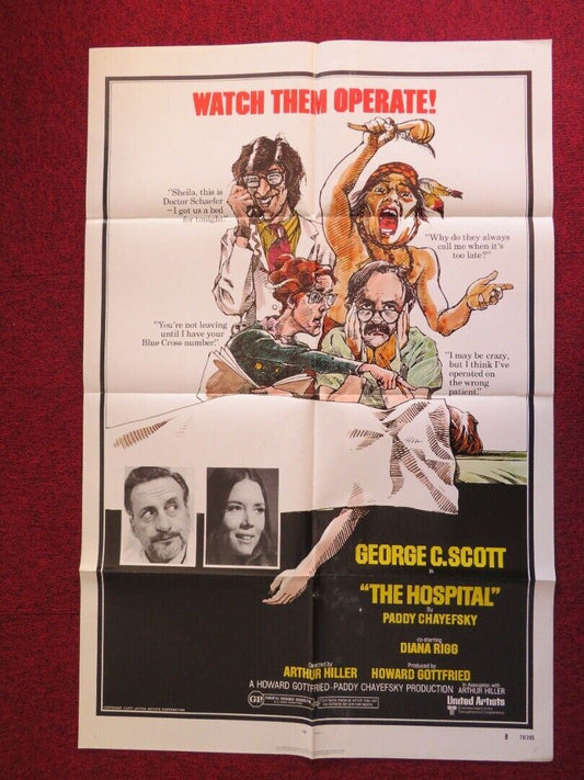 THE HOSPITAL - STYLE B FOLDED US ONE SHEET POSTER GEORGE C.SCOTT DIANA RIGG 1971