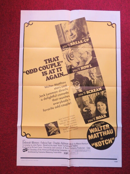 KOTCH  FOLDED US ONE SHEET POSTER JACK LEMMON WALTER MATTHAU 1971