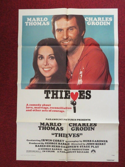 THIEVES  FOLDED US ONE SHEET POSTER MARLO THOMAS CHARLES GRODIN 1977