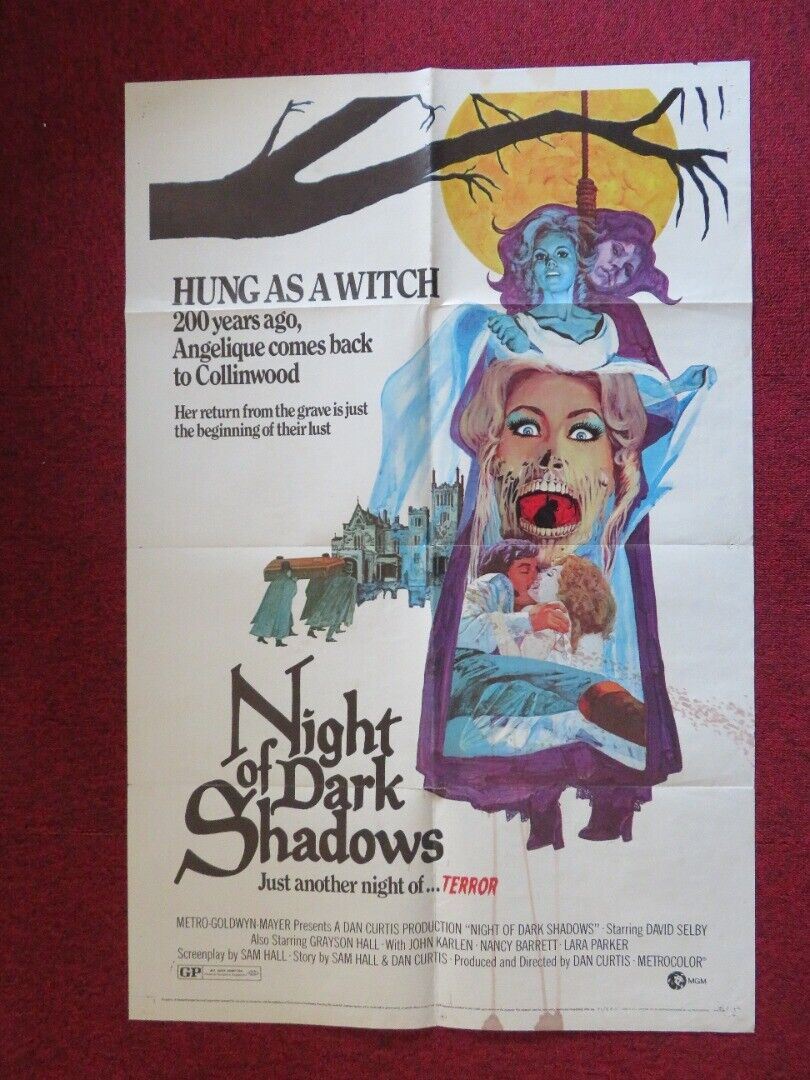 NIGHT OF DARK SHADOW'S FOLDED US ONE SHEET POSTER DAVID SELBY GRAYSON HALL 1971