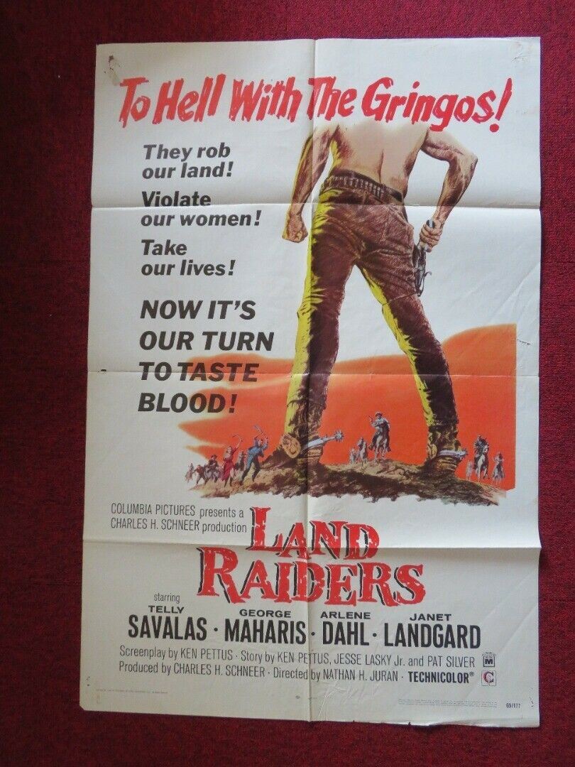 LAND RAIDERS FOLDED US ONE SHEET POSTER TELLY SAVALAS GEORGE MAHARIS 1969