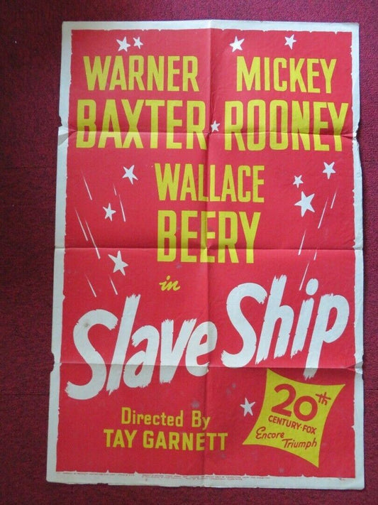 SLAVE SHIP  FOLDED US ONE SHEET POSTER MICKEY ROONEY WARNER BAXTER 1948