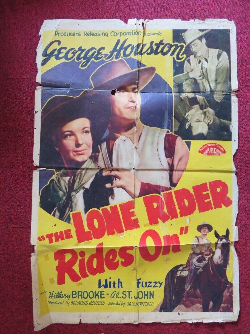 THE LONE RIDER RIDES ON FOLDED US ONE SHEET POSTER GEORGE HOUSTON 1941