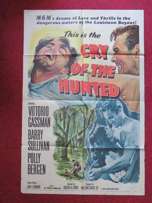 CRY OF THE HUNTED FOLDED US ONE SHEET POSTER VITTORIO GASSMAN BARRY SULLIVAN '53