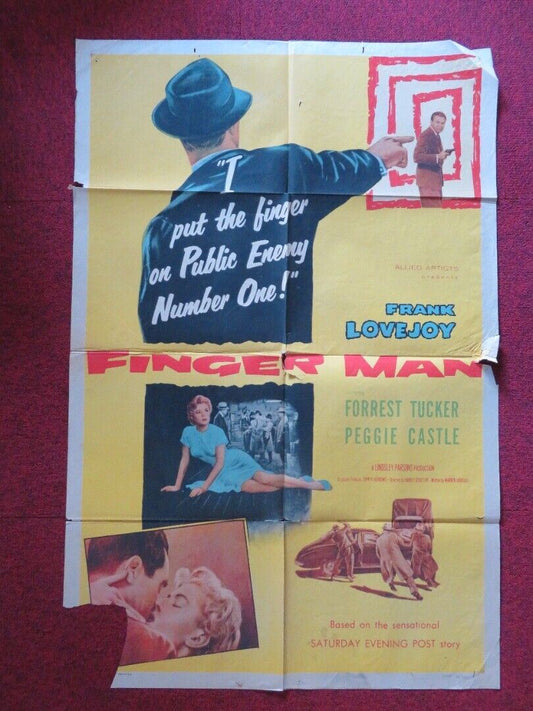 FINGER MAN FOLDED US ONE SHEET POSTER FORREST TUCKER FRANK LOVEJOY 1955