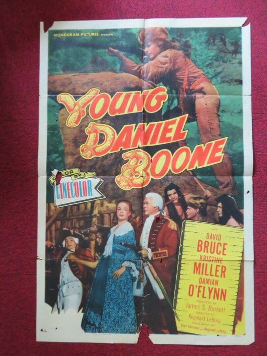 YOUNG DANIEL BOONE FOLDED US ONE SHEET POSTER DAVID BRUCE KRISTINE MILLER 1950