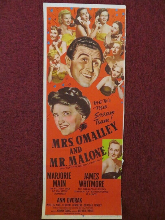 MRS O'MALLEY AND MR MALONE US INSERT (14"x 36") POSTER MARJORIE MAIN 1950