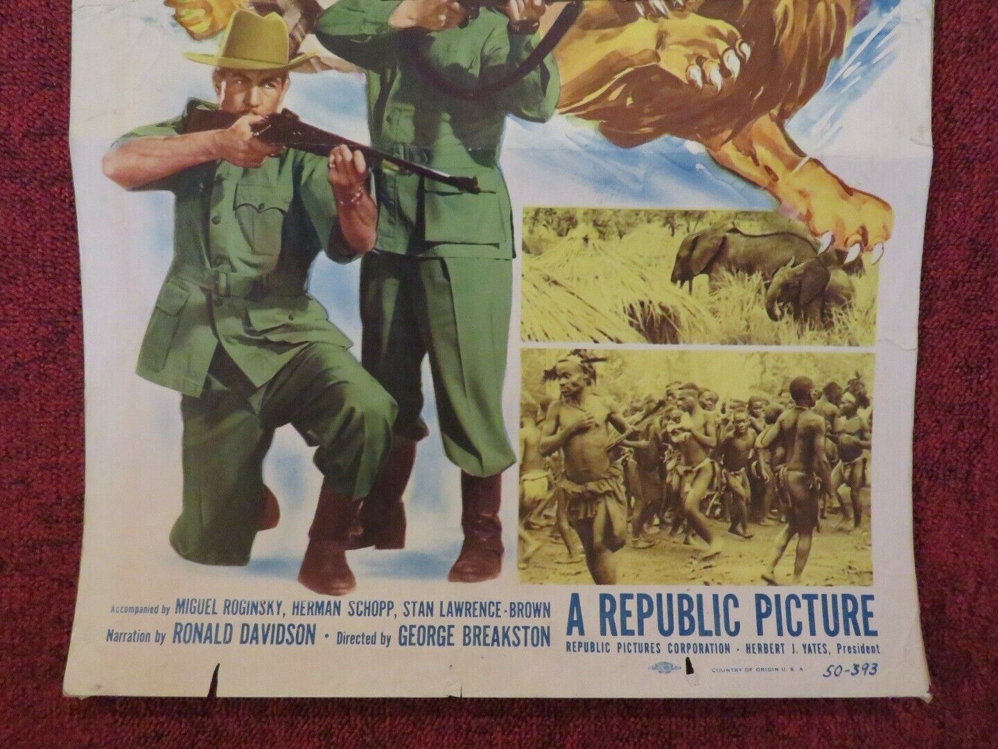 JUNGLE STAMPEDE US INSERT (14"x 36") POSTER GEORGE P.BREAKSTON YORKE COPLEN 1950