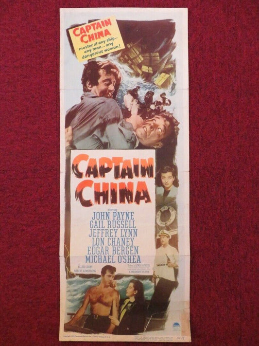 CAPTAIN CHINA US INSERT (14"x 36") POSTER JOHN PAYNE GAIL RUSSELL 1950