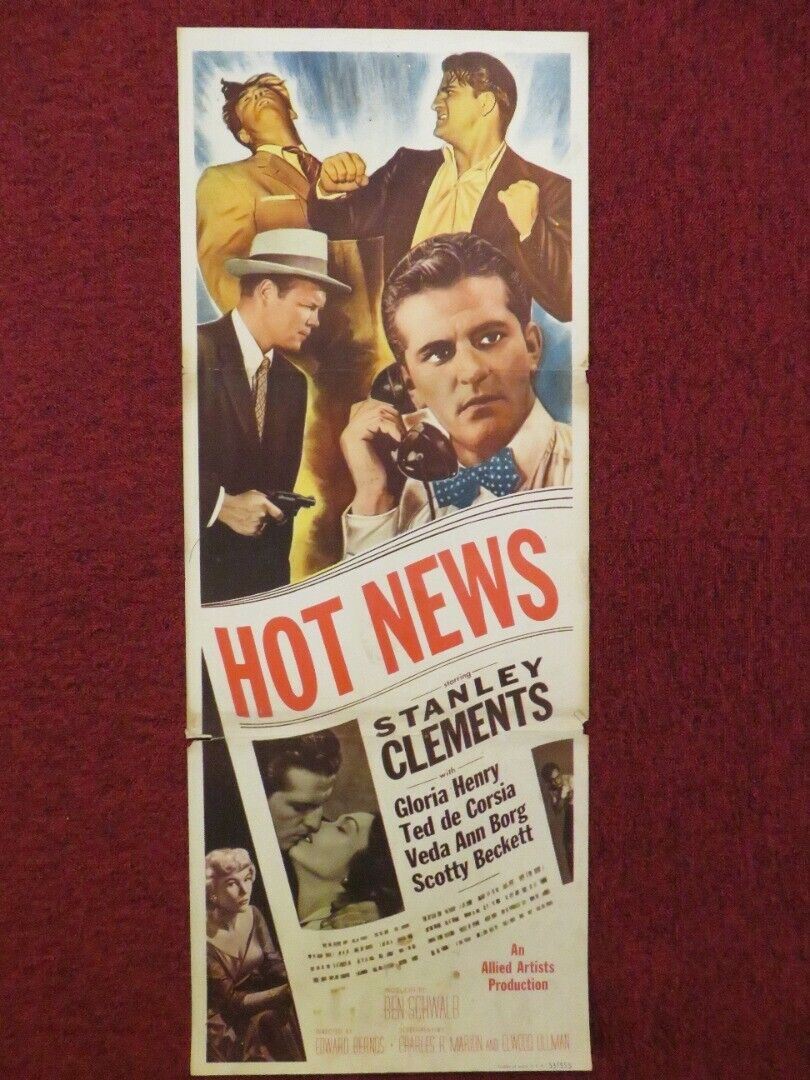 HOT NEWS US INSERT (14"x 36") POSTER STANLEY CLEMENTS GLORIA HENRY 1953