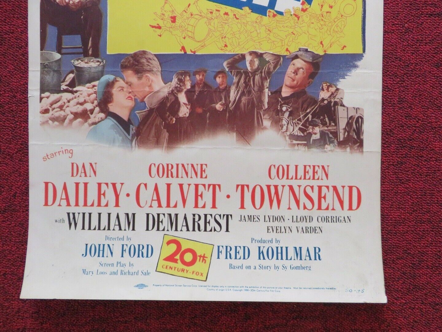 WHEN WILLIE COMES MARCHING HOME  US INSERT (14"x 36") POSTER DAN DAILEY 1950