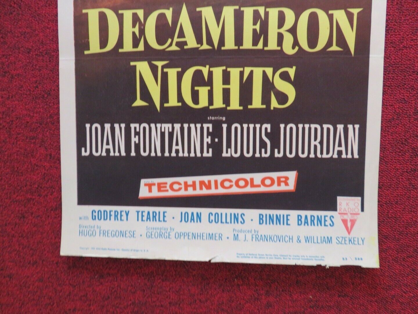 DECAMERON NIGHTS  US INSERT (14"x 36") POSTER JOAN FONTAINE LOUIS JOURDAN 1953