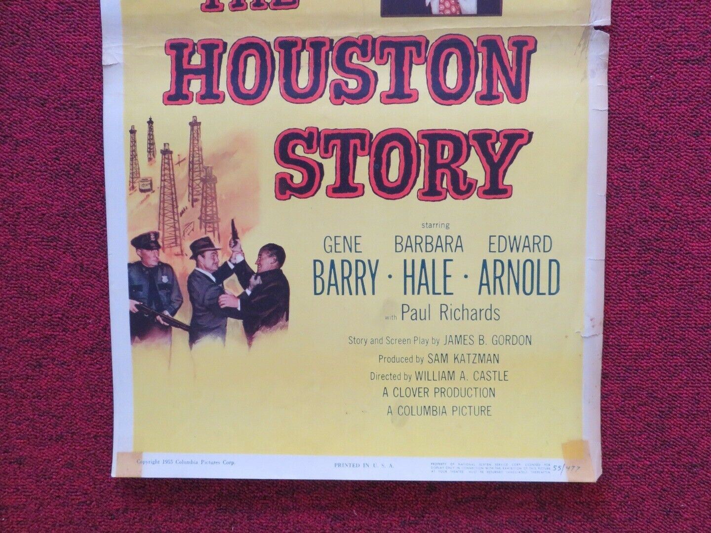 THE HOUSTON STORY US INSERT (14"x 36") POSTER GENE BARRY BARBARA HALE 1955