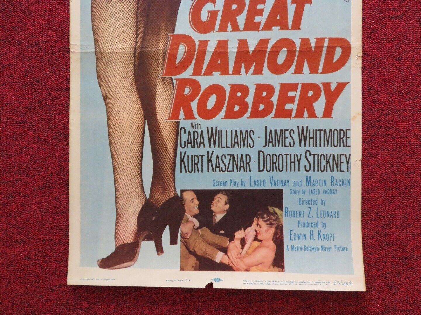 THE GREAT DIAMOND ROBBERY  US INSERT (14"x 36") POSTER RED SKELTON 1953