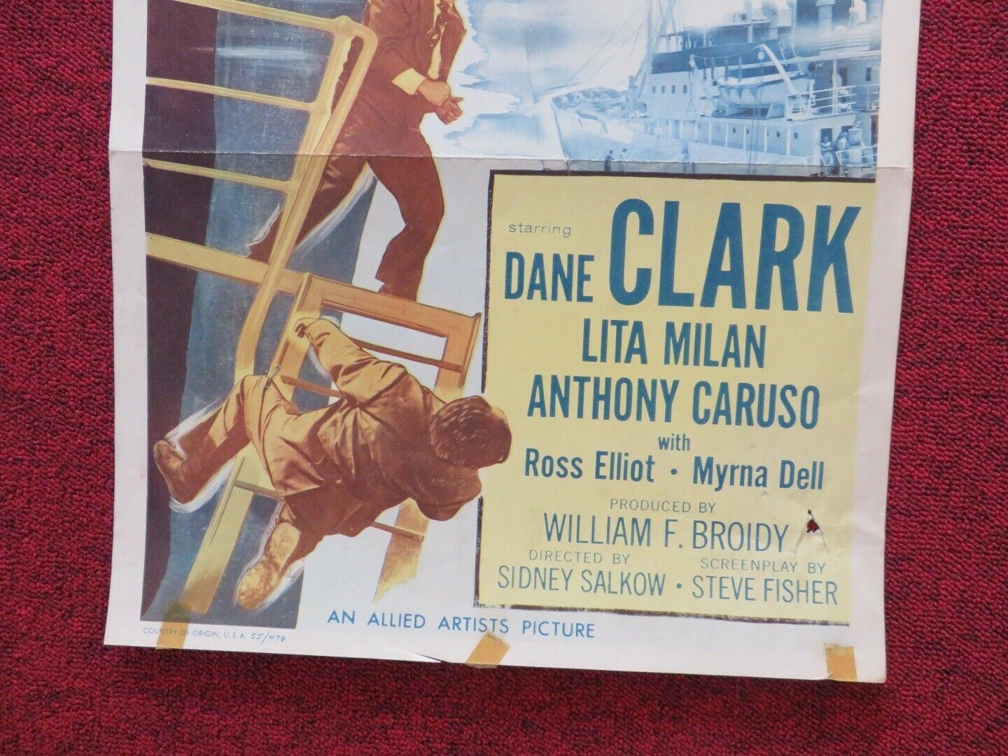 THE TOUGHEST MAN ALIVE  US INSERT (14"x 36") POSTER DANE CLARK LITA MILAN 1955