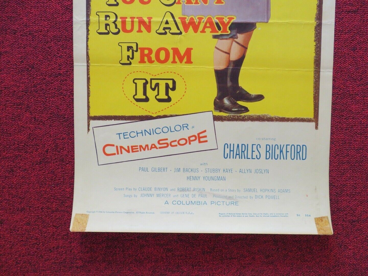 YOU CAN'T RUN AWAY FROM IT  US INSERT (14"x 36") POSTER  JACK LEMMON 1956