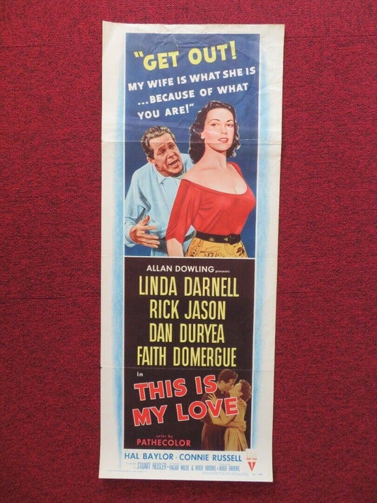 THIS IS MY LOVE  US INSERT (14"x 36") POSTER LINDA DARNELL RICK JASON 1954