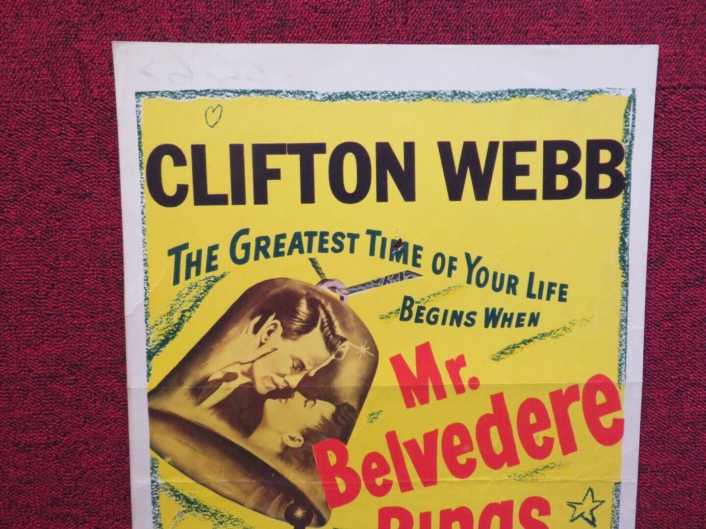 MR.BELVEDERE RING THE BELL US INSERT (14"x 36") POSTER CLIFTON WEBB 1951