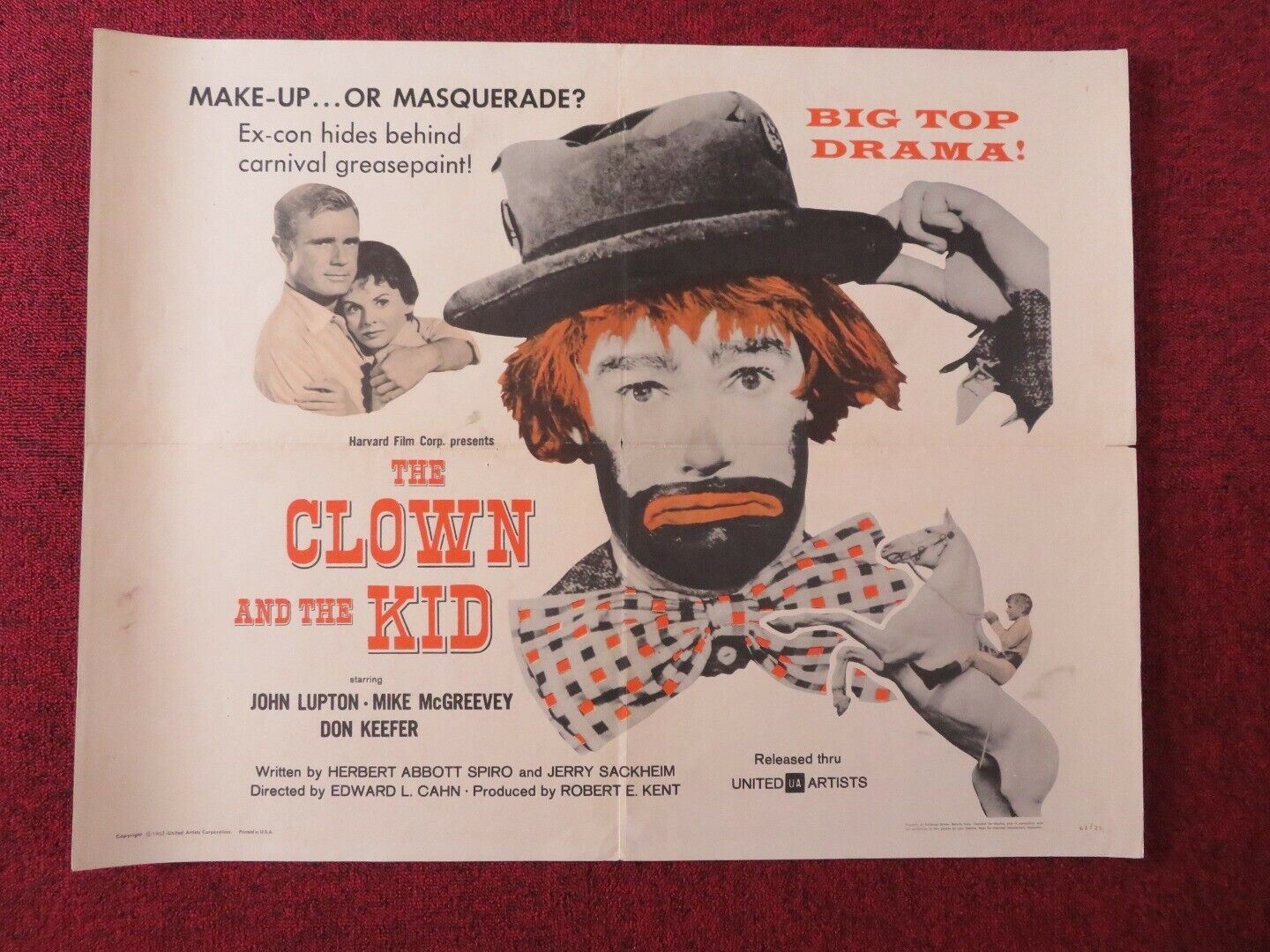 THE CLOWN AND THE KID  US HALF SHEET (22"x 28") POSTER JOHN LUPTON 1962