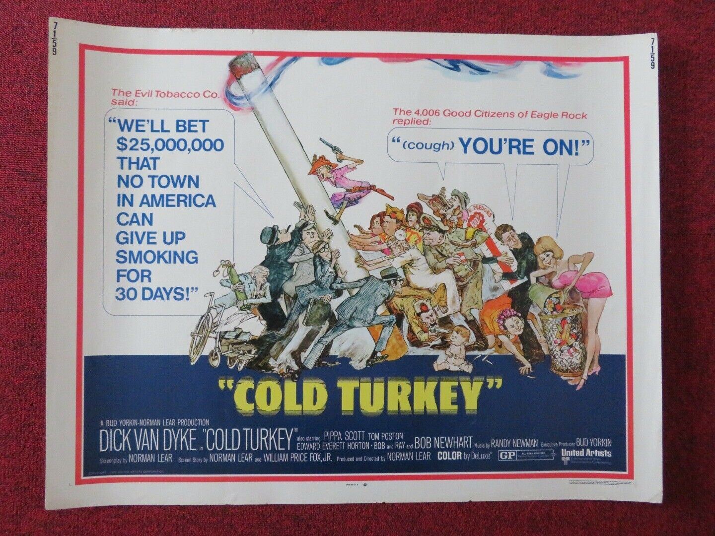 COLD TURKEY   US HALF SHEET (22"x 28") POSTER DICK VAN DYKE PIPPA SCOTT 1971