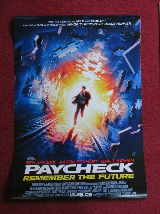 PAYCHECK  US ONE SHEET ROLLED POSTER UMA THURMAN BEN  AFFLECT 2003