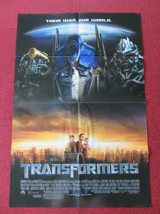 TRANSFORMERS  FOLDED US ONE SHEET POSTER MICHAEL BAY MEGAN FOX 2007