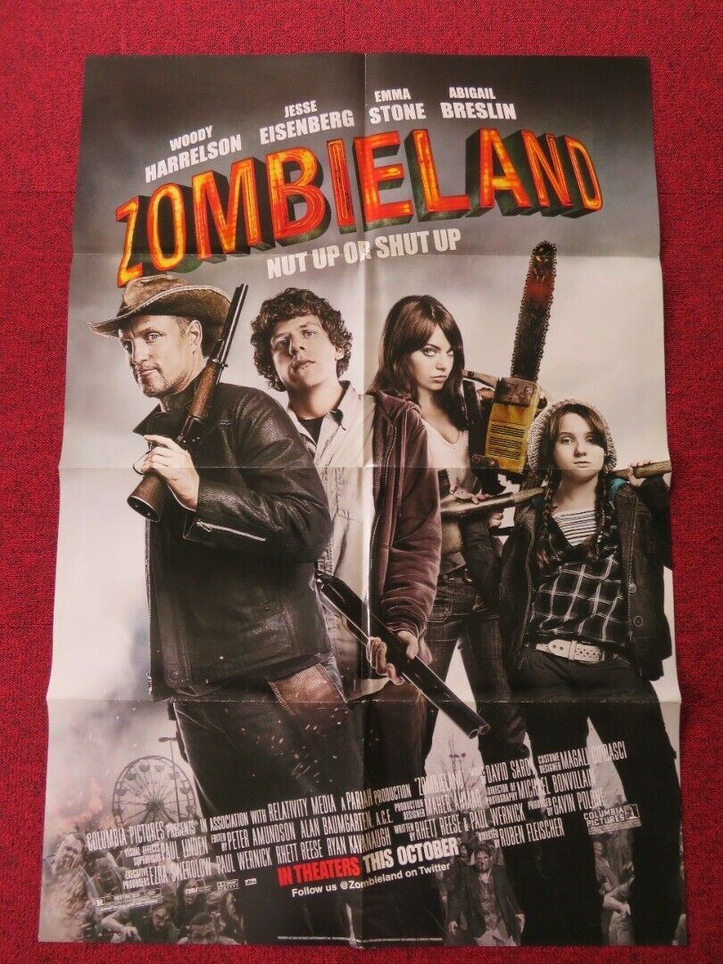 ZOMBIELAND   FOLDED US ONE SHEET POSTER WOODY HARRELSON EMMA STONE 2009