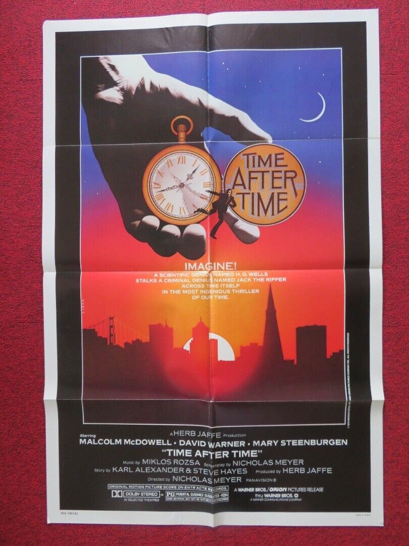 TIME AFTER TIME FOLDED US ONE SHEET POSTER MALCOLM MCDOWELL 1979