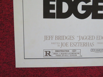 JAGGED EDGE FOLDED US ONE SHEET POSTER GLENN CLOSE JEFF BRIDGES 1985