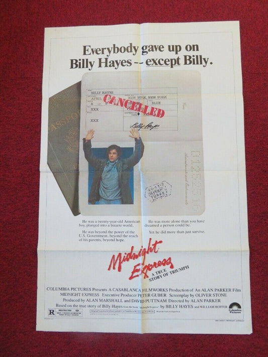 MIDNIGHT EXPRESS   FOLDED US ONE SHEET POSTER ALAN PARKER  BILLY HAYES 1978