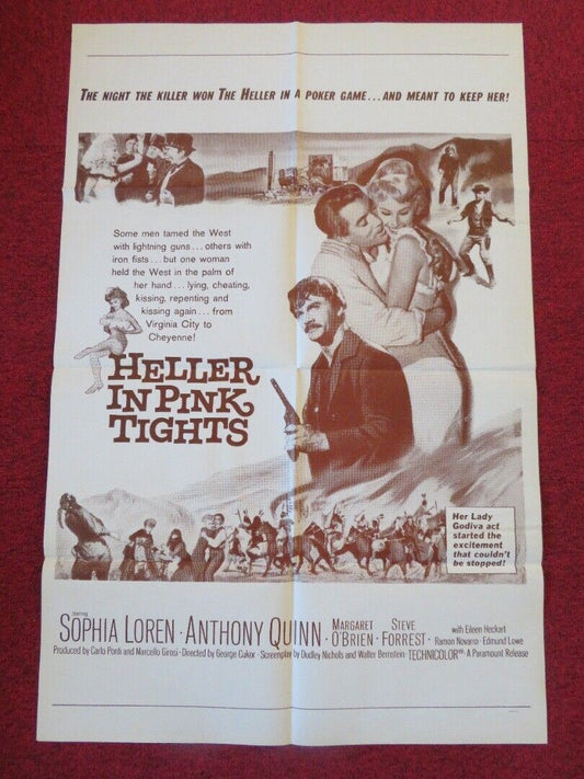 HELLER IN PINK TIGHTS FOLDED US ONE SHEET POSTER SOPHIA LOREN ANTHONY QUINN 1960