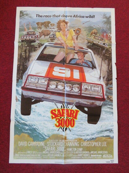 SAFARI 3000 FOLDED US ONE SHEET POSTER DAVID CARRADINE CHRISTOPHER LEE 1982