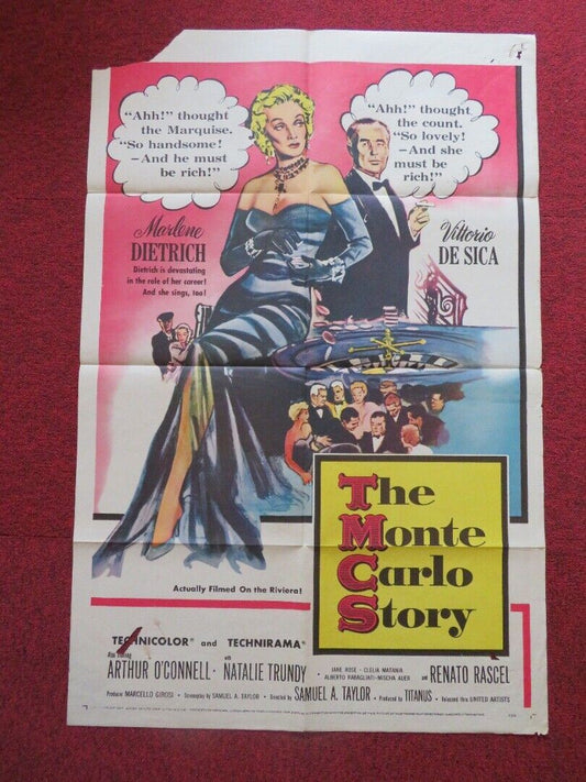 MONTE CARLO STORY FOLDED US ONE SHEET POSTER MARLENE DIETRICH 1957