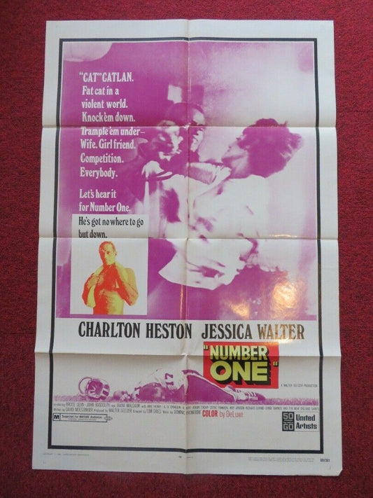 NUMBER ONE FOLDED US ONE SHEET POSTER CHARLTON HESTON JESSICA WALTER 1969