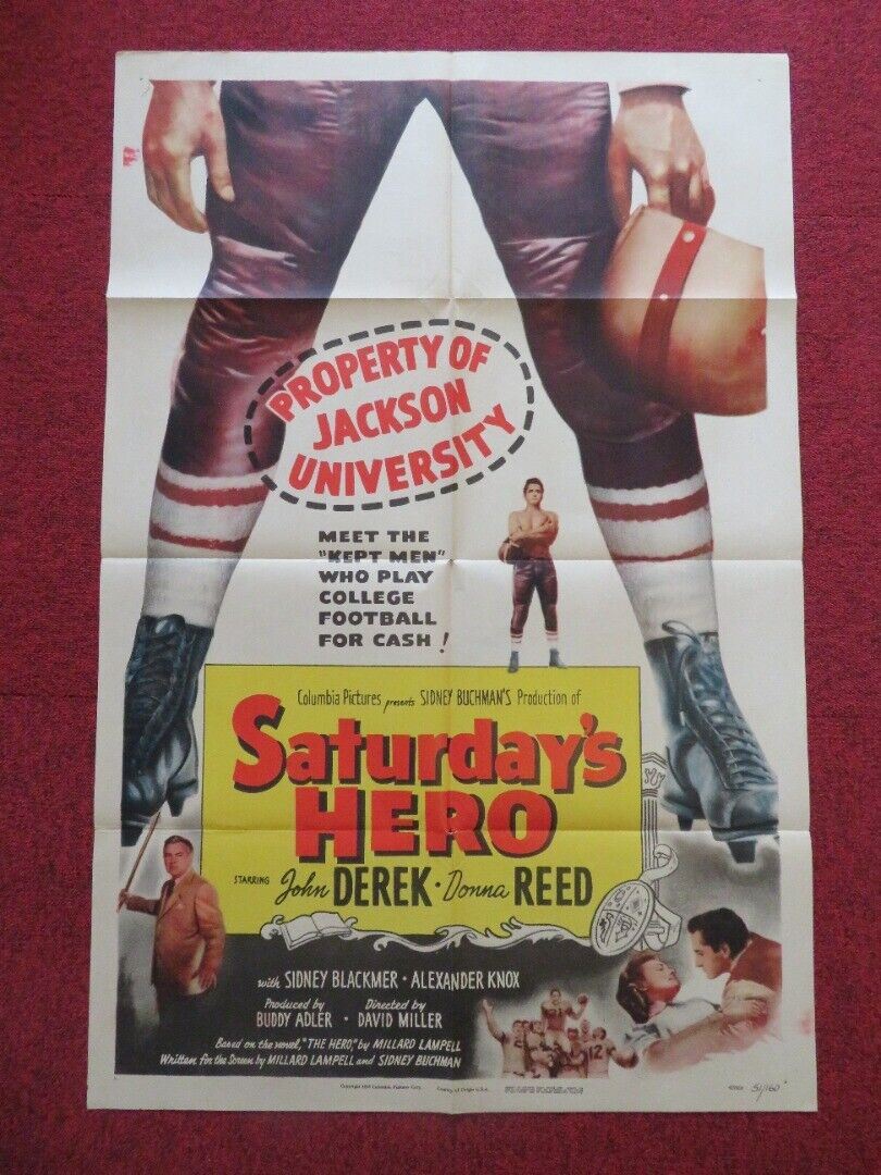 SATURDAY'S HERO  FOLDED US ONE SHEET POSTER JOHN DEREK DONNA REED 1951